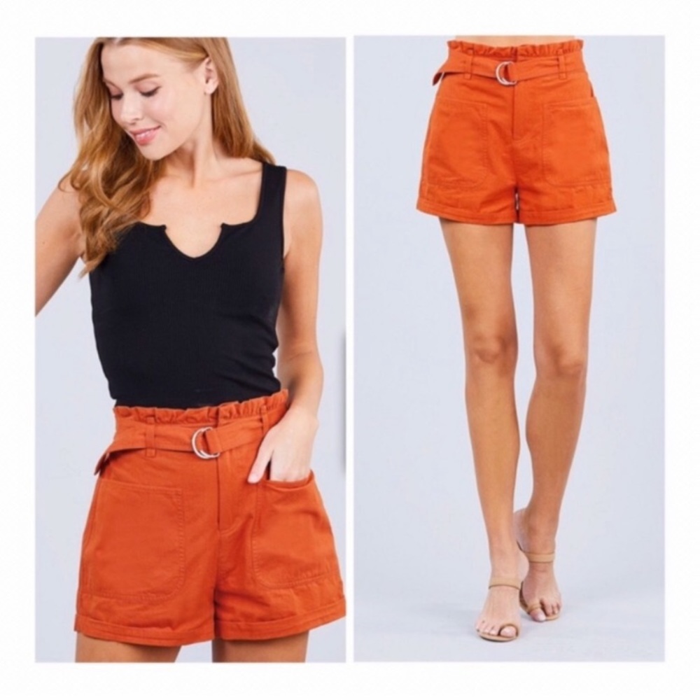 Side pocket paper bag shorts